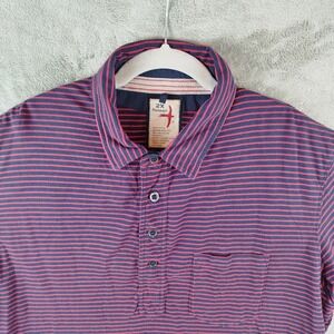 Relwen Mens Jersey Stripe Polo Shirt Black Red Size 2XL Huckberry Casual